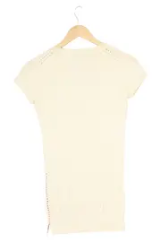 Vorschaubild 2 von Damen T-Shirt Beige Gr. 34/XS Lochmuster Baumwolle Kurzarm Casual