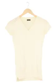 Vorschaubild 1 von Damen T-Shirt Beige Gr. 34/XS Lochmuster Baumwolle Kurzarm Casual