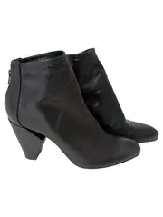 Vorschaubild 1 von Damen Stiefelette Gr. 39 Schwarz Leder Elegant Modern Blockabsatz