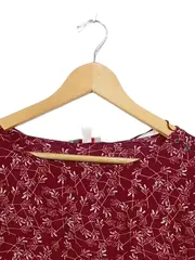 Vorschaubild 2 von Damen Bluse Langarm Rot Gr. 36 mit Blätterprint Casual
