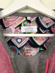 Vorschaubild 4 von Strickjacke Damen Pink Meliert Gr. 34/XS mit Herz-Applikation