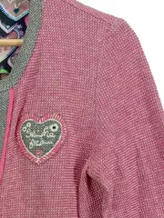 Vorschaubild 3 von Strickjacke Damen Pink Meliert Gr. 34/XS mit Herz-Applikation