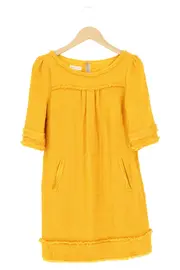 Vorschaubild 1 von Sommerkleid Damen Gr. 36/S Gelb Vintage Elegant Strukturmuster