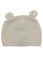 Vorschaubild 1 von Baby Strickmütze mit Bärenohren Beige 3-6 Monate Baumwolle