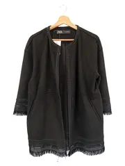 Vorschaubild 1 von Damen Strickjacke 38/M Schwarz Vintage Elegant Fransen Cardigan