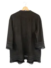 Vorschaubild 2 von Damen Strickjacke 38/M Schwarz Vintage Elegant Fransen Cardigan