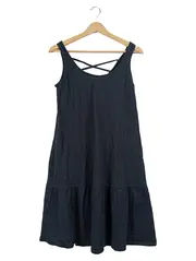 Vorschaubild 1 von Damen Freizeitkleid Gr. 36 Schwarz Casual Baumwolle Midikleid