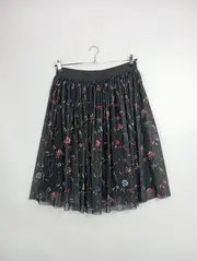 Vorschaubild 2 von EDC Damen Faltenrock Blumenmuster Schwarz Gr. L Feminin Midi