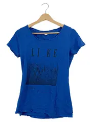 Vorschaubild 1 von Damen T-Shirt Print Blau Gr. 38 M Casual Kurzarm