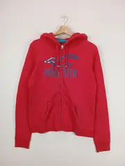 Vorschaubild 1 von Damen Sweatjacke Rot Gr. 38/M Kapuze Pailletten-Logo Streetwear Casual