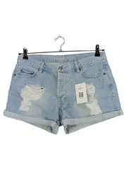 Vorschaubild 1 von High Waist Jeans Shorts Damen Blau W30/38/M Fransen Casual