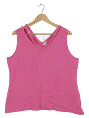 Vorschaubild 1 von Damen Top Trägertop Gr. 44 Pink Baumwolle gekreuzte Träger