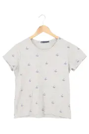 Vorschaubild 1 von Damen T-Shirt Gr. 32/XXS Grau Maritim Segelboote Casual