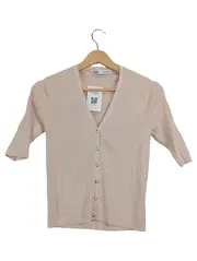 Vorschaubild 1 von Damen Strickjacke Beige Gr. 38/M Basic Rippstrick