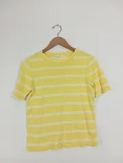 Vorschaubild 2 von Damen T-Shirt Gr. 34/XS Gelb Gestreift Casual Kurzarm Rippstrick