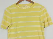 Vorschaubild 3 von Damen T-Shirt Gr. 34/XS Gelb Gestreift Casual Kurzarm Rippstrick
