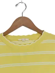 Vorschaubild 5 von Damen T-Shirt Gr. 34/XS Gelb Gestreift Casual Kurzarm Rippstrick