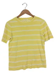 Vorschaubild 1 von Damen T-Shirt Gr. 34/XS Gelb Gestreift Casual Kurzarm Rippstrick