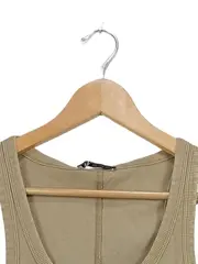 Vorschaubild 4 von Damen Rippstrick Top ärmellos Gr. 38/M Beige Basic Freizeit