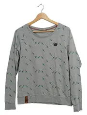 Vorschaubild 1 von Damen Langarmshirt L/40 Grau Baumwolle Vogel Rippstrick Freizeit
