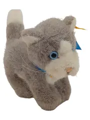 Vorschaubild 1 von Plüschtier Katze grau mit blauer Schleife Kuscheltier ca. 11 cm