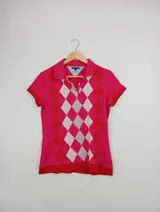 Vorschaubild 2 von Damen Poloshirt Pink Rautenmuster Einheitsgröße