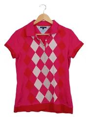 Vorschaubild 1 von Damen Poloshirt Pink Rautenmuster Einheitsgröße