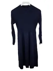 Vorschaubild 1 von Strickkleid Damen Gr. 36 Dunkelblau Midikleid Langarm