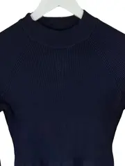 Vorschaubild 3 von Strickkleid Damen Gr. 36 Dunkelblau Midikleid Langarm