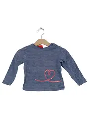 Vorschaubild 1 von Langarmshirt Mädchen Gr. 74 Blau Gestreift Herz Pailletten