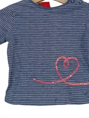 Vorschaubild 2 von Langarmshirt Mädchen Gr. 74 Blau Gestreift Herz Pailletten