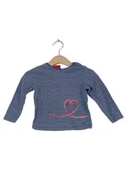 Vorschaubild 3 von Langarmshirt Mädchen Gr. 74 Blau Gestreift Herz Pailletten