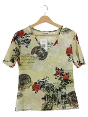 Vorschaubild 1 von Damen T-Shirt Rosenmuster Beige Gr. 38/M Feminin