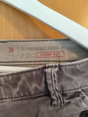 Vorschaubild 5 von Damen Chino Stoffhose Gr. 36 Grau Zierknöpfe Baumwolle