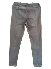 Vorschaubild 2 von Damen Chino Stoffhose Gr. 36 Grau Zierknöpfe Baumwolle