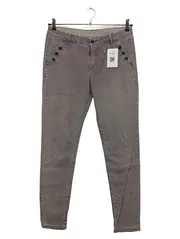 Vorschaubild 1 von Damen Chino Stoffhose Gr. 36 Grau Zierknöpfe Baumwolle