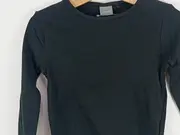Vorschaubild 3 von Langarmshirt Mädchen Kinder Gr. 104 Schwarz Basic Rippstrick