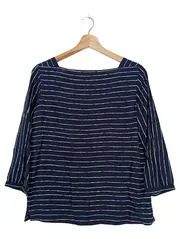 Vorschaubild 2 von Bluse Damen Gr. 34/XS Blau Gestreift Casual Viskose 3/4-Arm