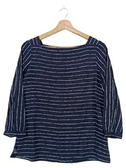 Vorschaubild 1 von Bluse Damen Gr. 34/XS Blau Gestreift Casual Viskose 3/4-Arm