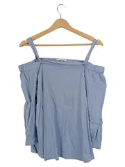 Vorschaubild 1 von Damen Bluse Carmen-Ausschnitt Gr. L Blau Schulterfrei