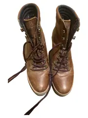 Vorschaubild 3 von Damen Stiefelette Leder Braun Gr. 38 Blockabsatz Schnürung