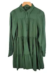 Vorschaubild 1 von Blusenkleid Damen Gr. S Grün Langarm Tunika Stufenkleid