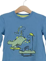 Vorschaubild 3 von Langarmshirt Jungen Gr. 86 Blau Dinosaurier Skateboard Baumwolle