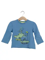 Vorschaubild 1 von Langarmshirt Jungen Gr. 86 Blau Dinosaurier Skateboard Baumwolle