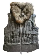Vorschaubild 1 von Fellweste Damen Bohemian Grau Gr. 38 M Baumwolle