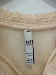 Vorschaubild 6 von Damen Bluse M Beige Feminin Strukturmuster Rüschen Halbarm
