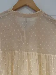 Vorschaubild 5 von Damen Bluse M Beige Feminin Strukturmuster Rüschen Halbarm