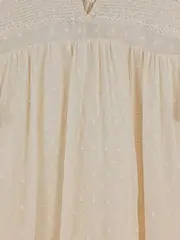 Vorschaubild 3 von Damen Bluse M Beige Feminin Strukturmuster Rüschen Halbarm