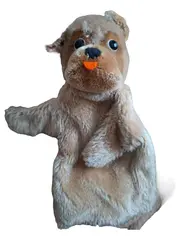 Vorschaubild 1 von Handpuppe Hund Braun 23cm Vintage Plüsch Spielzeug Kasperletheater