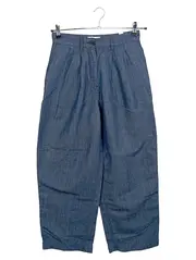 Vorschaubild 1 von Damen Stoffhose Blau Uni Baumwolle Leinen Gr. W24 L28